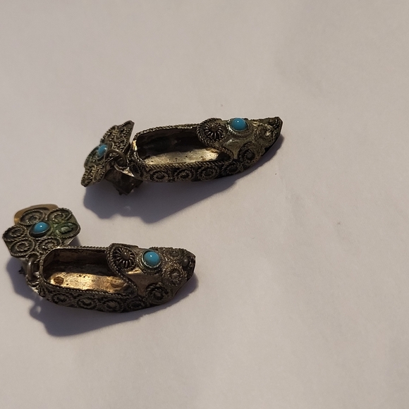 Vintage silver tone Persian Slipper clip on Earrings PRICE REDUCED!! - Picture 2 of 9